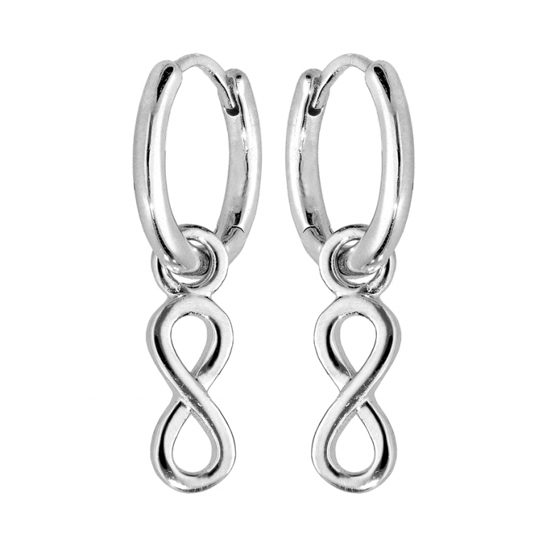 CREOLES ARGENT RHODIE ARTICULEE MOTIF PENDANT INFINI