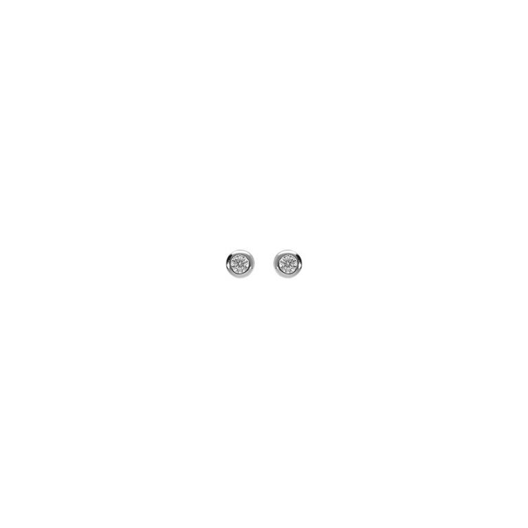 BOUCLES D\'OREILLES SOLITAIRE ARGENT RHODIÉ OXYDE SERTI CLOS 2 MM