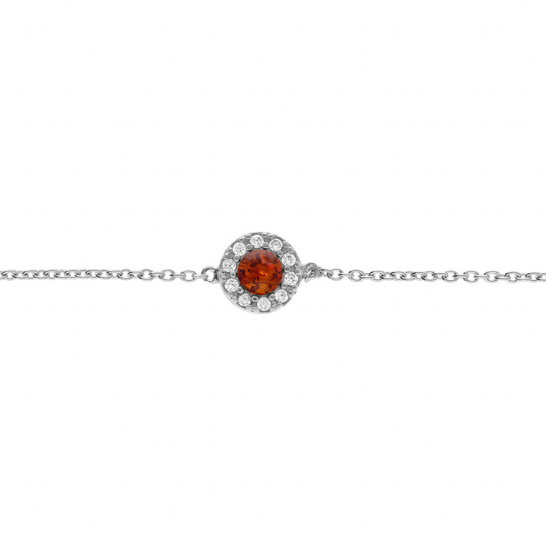 BRACELET ARGENT RHODIÉ AMBRE VÉRITABLE 16+3CM