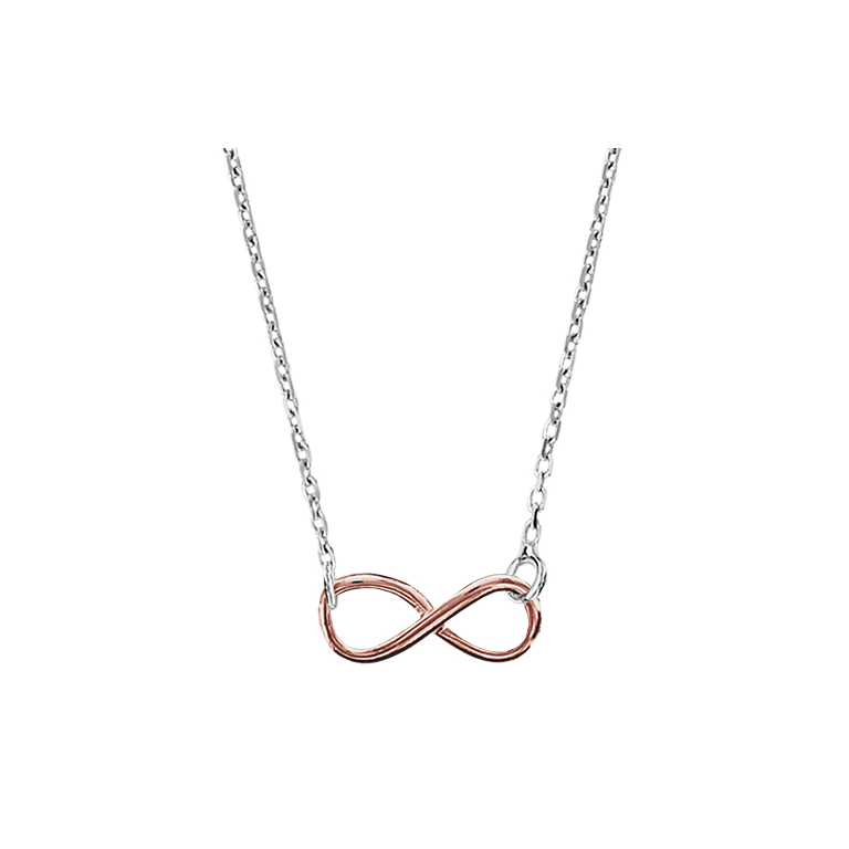 COLLIER ARGENT RHODIÉ MOTIF INFINI DORURE ROSE 40+5CM