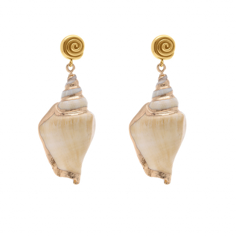 BOUCLES D\'OREILLES TIGE ACIER DORÉ COQUILLAGE