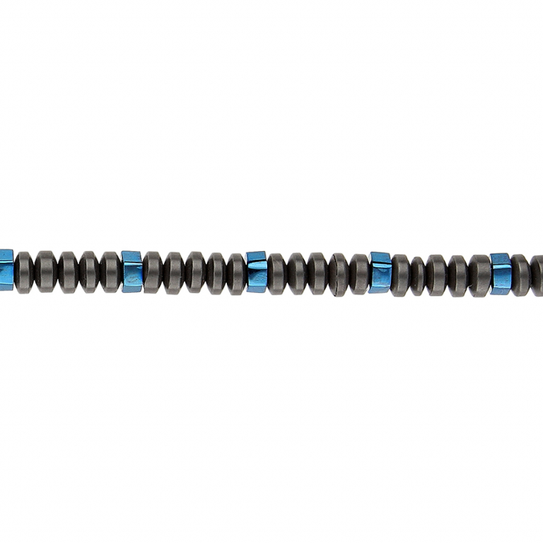 BRACELET ACIER MULTI ANNEAUX GRIS ET PVD BLEU A GRAVER 18+3CM