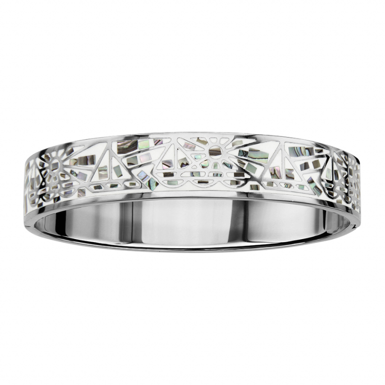 BRACELET ACIER ARTICULE  STELLA MIA DEGRADE BLANC A L\'INTERIEUR ET NACRE BLANCHE DIAM 62X56