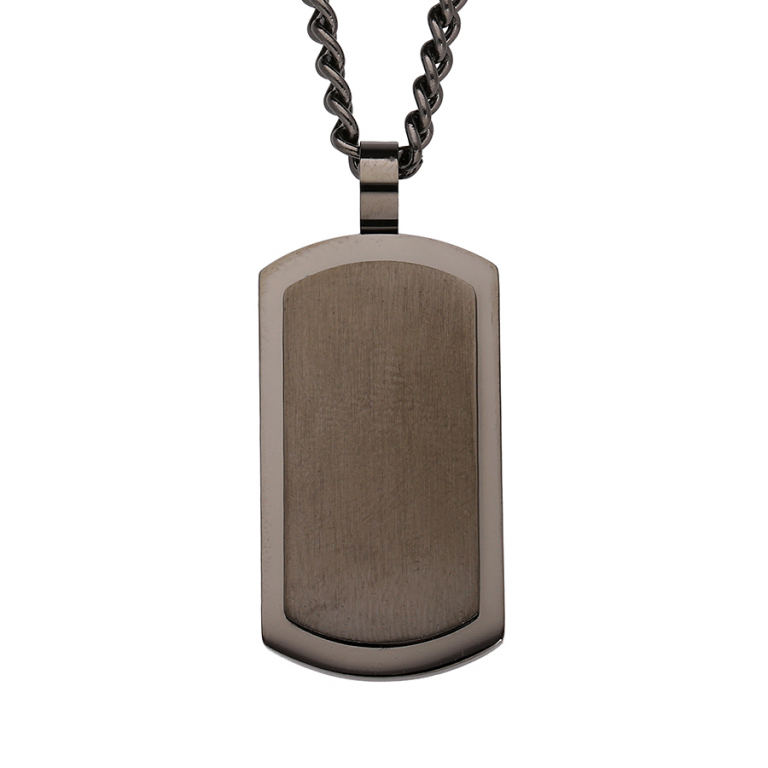 COLLIER ACIER PVD NOIR PENDENTIF PLAQUE GI NOIR 50CM