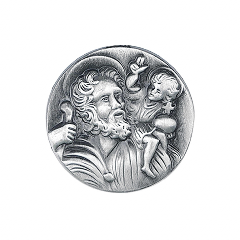 PLAQUE ACIER MAGNETIQUE FORME SCEAU 34MM ST CHRISTOPHE