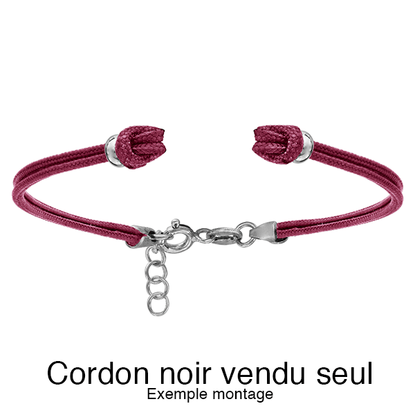 CORDON SEUL DOUBLE FUSHIA EMBOUT ARGENT RHODIÉ 14+3CM POUR BRACELET INTERCHANGEABLE (LOT 3 ASSORTI)