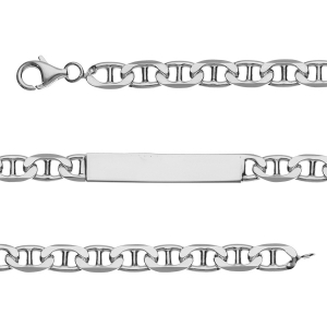 IDENTITE  7MM MAILLE GROSSE MARINE ARGENT 20CM