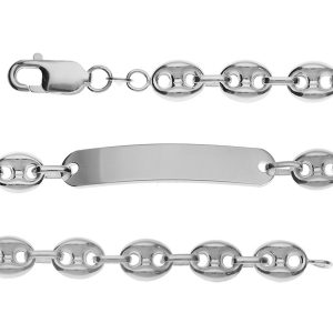 IDENTITE GRAIN DE CAFE 8MM  ARGENT 21CM