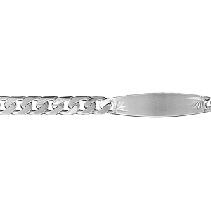 IDENTITE GOURMETTE 6MM PLQ OVALE DIAM ETOILE ARGENT 18CM