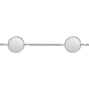IDENTITE ARGENT RHODIÉ CHAINE GOURMETTE 2 PLAQUES RONDE 17,5+2,5CM