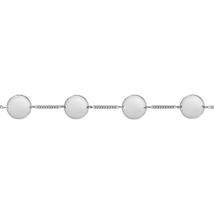 IDENTITE ARGENT RHODIÉ CHAINE GOURMETTE 4 PLAQUES RONDE 17,5+2,5CM