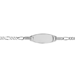 IDENTITE ARGENT BEBE OVALE ALTERNEE 15CM REGLABLE ANN 13CM (gravure uniquement lazer ou diamant)