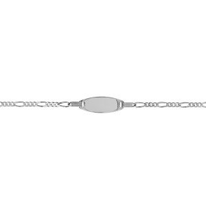IDENTITE ARGENT BEBE OVALE ALTERNEE 15CM REGLABLE ANN 13CM (gravure uniquement lazer ou diamant)