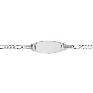 IDENTITE ARGENT BEBE OVALE ALTERNEE 15CM REGLABLE ANN 13CM (gravure uniquement lazer ou diamant)