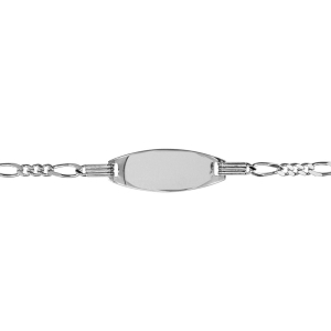 IDENTITE BEBE ARGENT RHODIÉ  OVALE ALTERNEE 15CM REGLABLE ANN 13CM