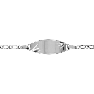 IDENTITE BB 1+1 OVALE 2MM DIAMANTEE ETOILE 15/13CM ARGENT RHODIÉ