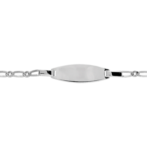 IDENTITE BB 1+1 OVALE 2MM 15/13CM ARGENT RHODIÉ