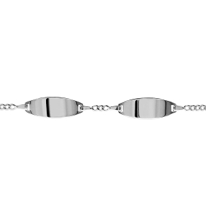 IDENTITE FEMME ARGENT GOURMETTE 2MM 2 PLAQUES OVALES 19CM REGLABLE 18