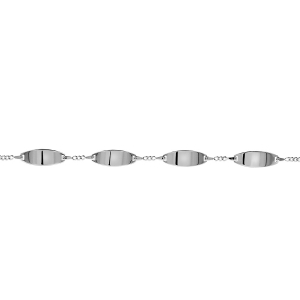 IDENTITE FEMME ARGENT GOURMETTE 2MM 4 PLAQUES OVALES 19CM REGLABLE 18