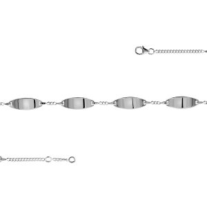 IDENTITE FEMME ARGENT GOURMETTE 2MM 4 PLAQUES OVALES 19CM REGLABLE 18