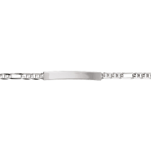 IDENTITE ENFANT ARGENT PLAQUE DROITE MAILLE MARINE ALTERNEE FERMOIR AR 12CM+2CM