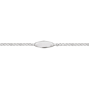 IDENTITE BEBE ARGENT PLAQUE OVALE MAILLE MARINE FERMOIR AR 14CM REGLABLE 12,5CM