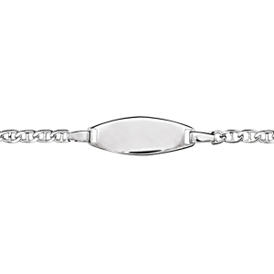IDENTITE BEBE ARGENT PLAQUE OVALE MAILLE MARINE FERMOIR AR 14CM REGLABLE 12,5CM