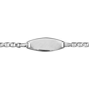 IDENTITE BEBE ARGENT RHODIÉ PLAQUE OVALE MAILLE MARINE FERMOIR AR 14CM REGLABLE 12,5CM