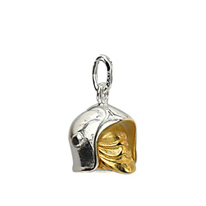 PENDENTIF CASQUE DE POMPIER ARGENT RHODIÉ