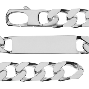 IDENTITE GOURMETTE PRESTIGE 12MM ARGENT 23CM