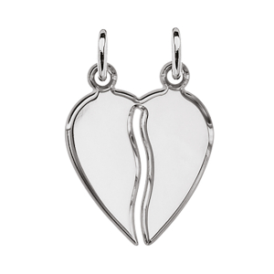 PENDENTIF COEUR A PARTAGER ARGENT RHODIÉ