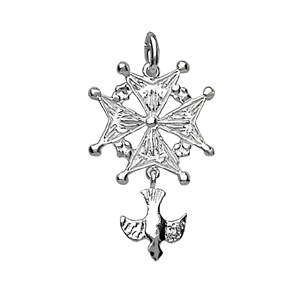 PENDENTIF CROIX HUGUENOTE MD HOMME ARGENT RHODIÉ