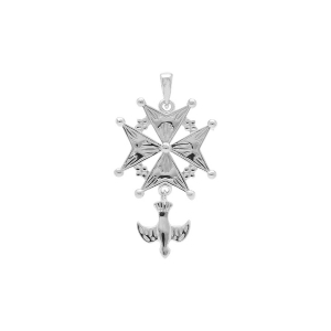 PENDENTIF CROIX HUGUENOTE MD HOMME ARGENT RHODIÉ