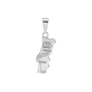 PENDENTIF CARTE DU PORTUGAL ARGENT RHODIÉ