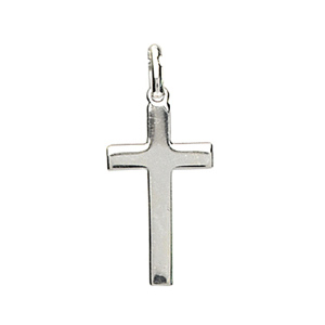 PENDENTIF CROIX  PLATE ARGENT RHODIÉ