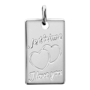 PLAQUE GD ARGENT RHODIÉ MODELE GRAVE JE T'AIME/ I LOVE YOU