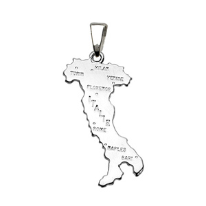 PENDENTIF CARTE ITALIE  ARGENT RHODIÉ