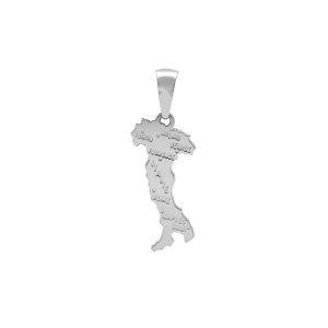 PENDENTIF CARTE ITALIE  ARGENT RHODIÉ