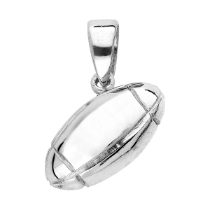 PENDENTIF BALLON RUGBY MODERNE MY ARGENT RHODIÉ 17MM DE LONG