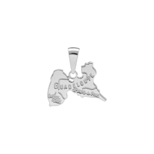PENDENTIF CARTE GUADELOUPE ARGENT RHODIÉ