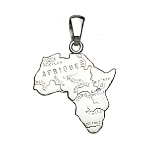 PENDENTIF CARTE AFRIQUE ARGENT RHODIÉ