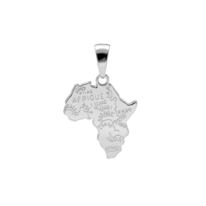 PENDENTIF CARTE AFRIQUE ARGENT RHODIÉ
