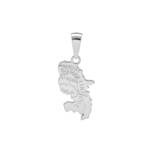 PENDENTIF CARTE MARTINIQUE ARGENT RHODIÉ
