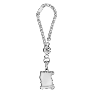 PORTE CLEF PARCHEMIN MOYEN MODELE ARGENT  dim 19 x 13 mm
