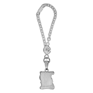 PORTE CLEF PARCHEMIN MOYEN MODELE ARGENT FINITION SATINEE dim 19 x 13 mm