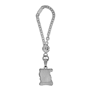 PORTE CLEF PARCHEMIN MOYEN MODELE FINITION VIEIL ARGENT  dim 19 x 13 mm