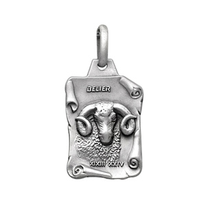 PENDENTIF GRAND PARCHEMIN BELIER VIEIL ARGENT MASSIF