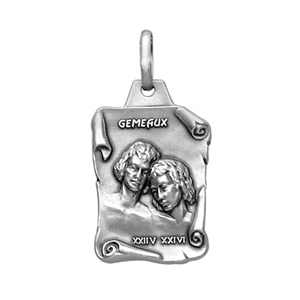 PENDENTIF GRAND PARCHEMIN GEMEAUX VIEIL ARGENT MASSIF