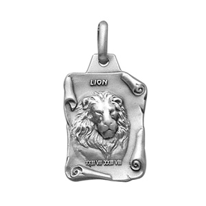 PENDENTIF GRAND PARCHEMIN LION VIEIL ARGENT MASSIF