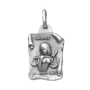 PENDENTIF GRAND PARCHEMIN BALANCE VIEIL ARGENT MASSIF